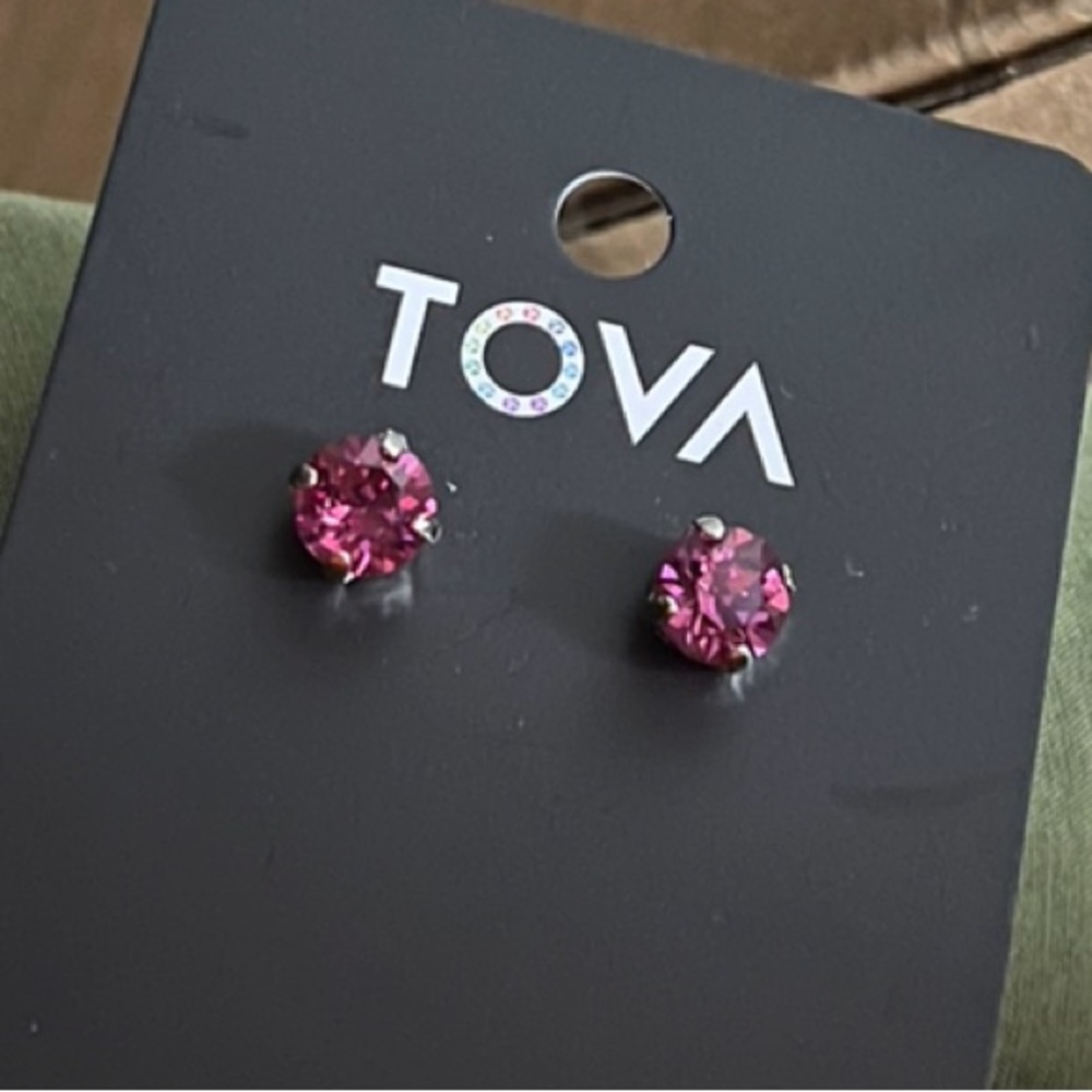 Brand new Tova silver dark rose studs